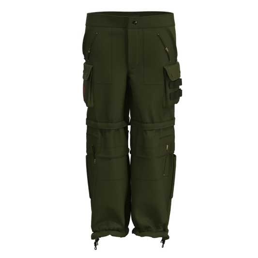 Green Cargo Trousers Front